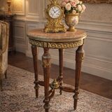 Guéridon Neoclassico in Mogano e Marmo Rosso Fine '800