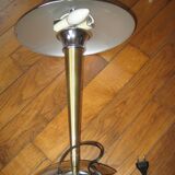 Antique mushroom lamp, chrome-plated steel and polished brass
