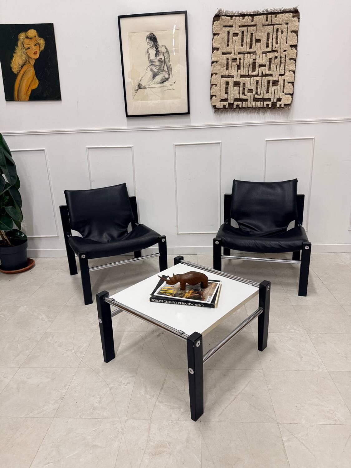 Paire de fauteuils + table ARKANA Maurice Burke