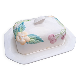 Flowered porcelain butter dish