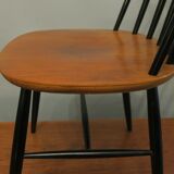 Vintage set of 4 ercol ebonized stick back chairs 1950s