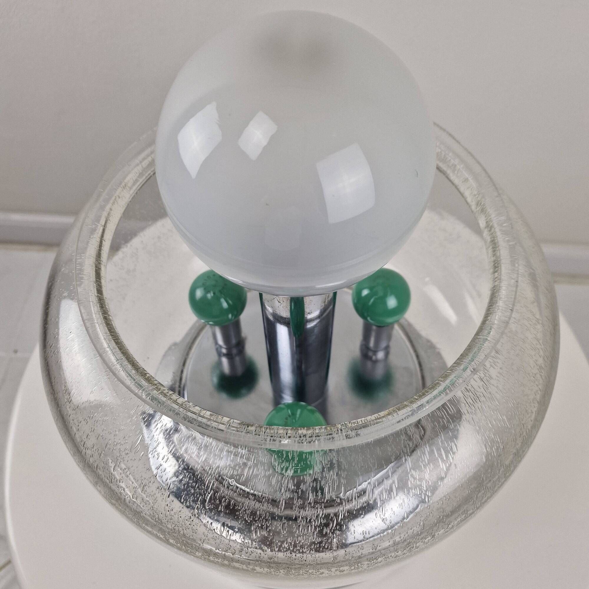 Italian Space Age Table Lamp with Effervescent Bubble Glass, 1970's