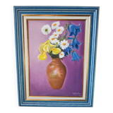 Framed floral oil on canvas – Vintage still life