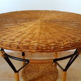 Table low table vintage rattan