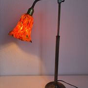 Vintage 1900 Clichy glass paste lamp, brass workshop desk - 60 cm