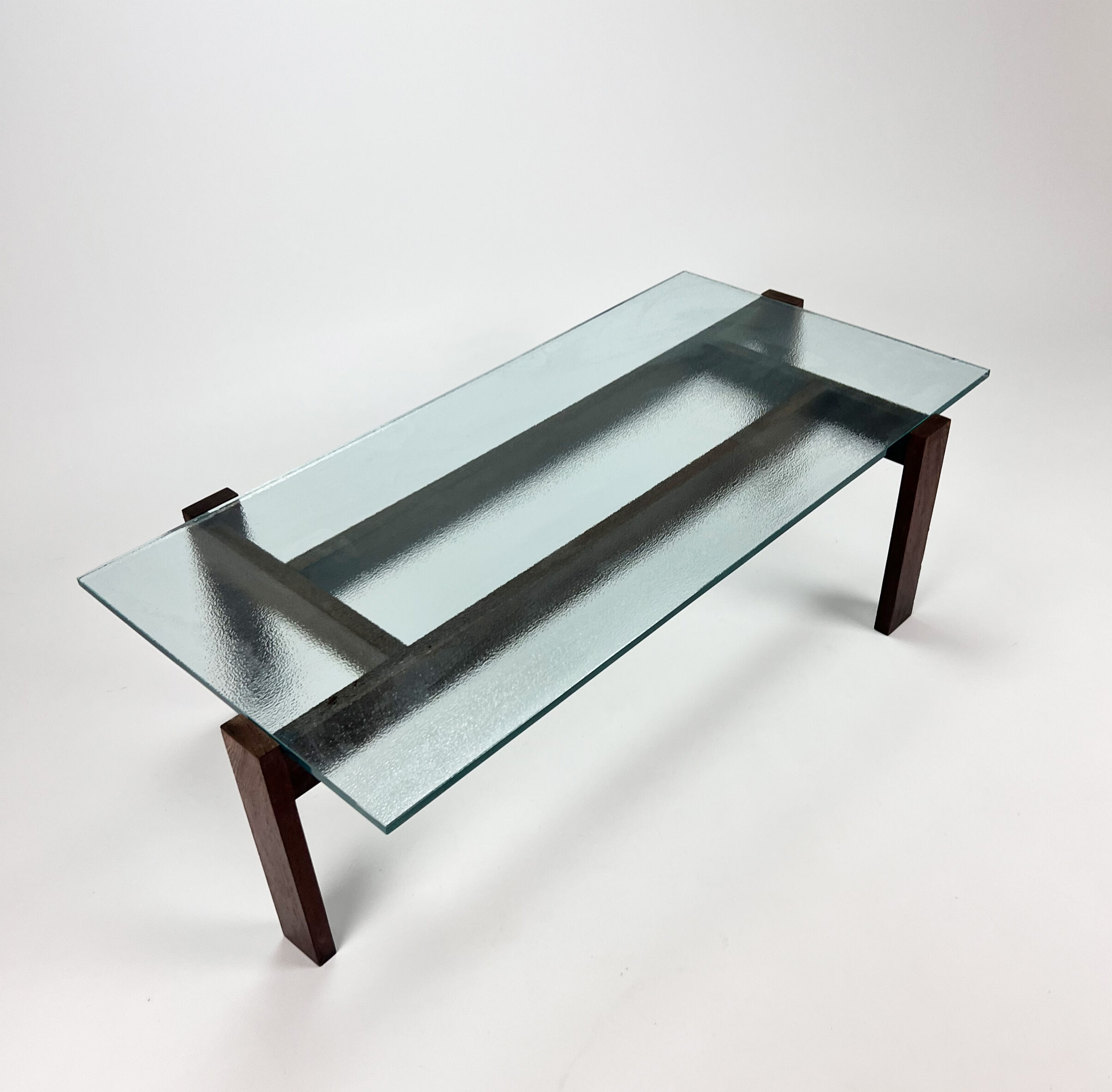 Wengé and glass coffee table, 1960s