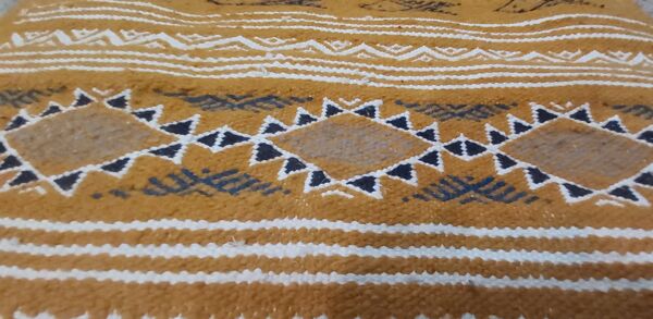 Tapis couloir couleur moutarde fait main, 200x60 cm