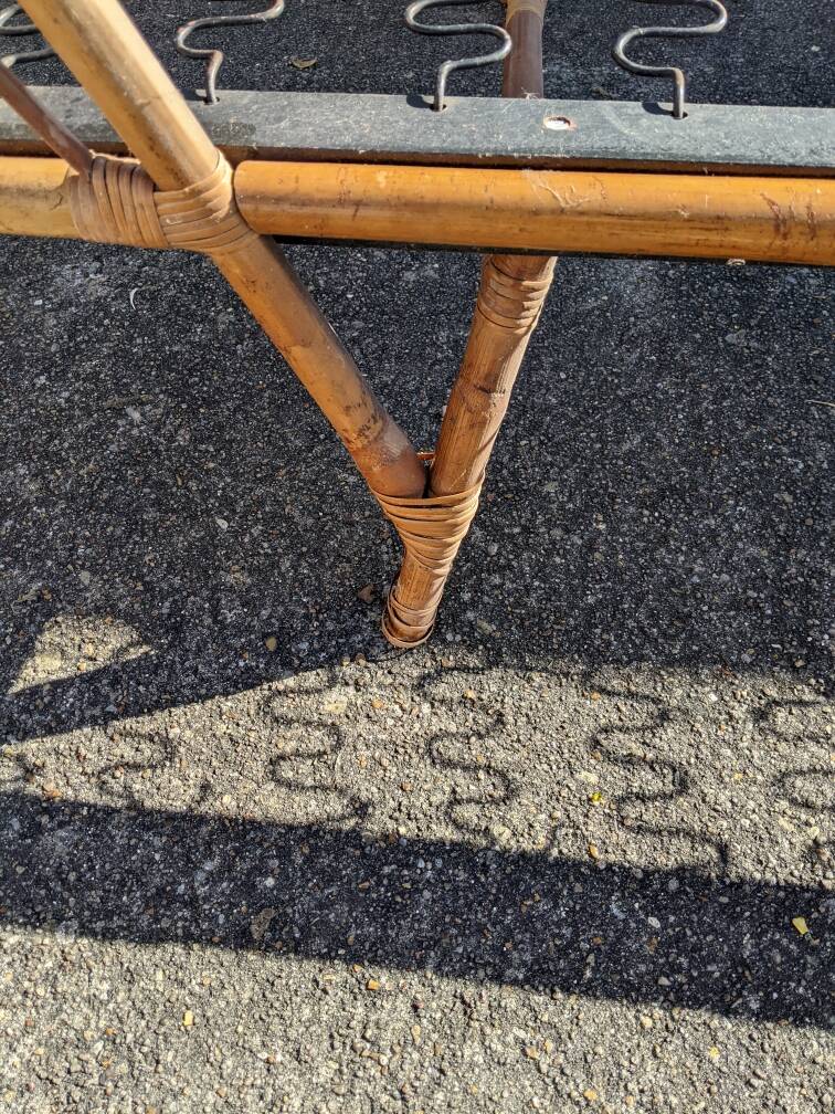 90/190 bed in vintage rattan wicker bamboo Scandinavian design handcrafted