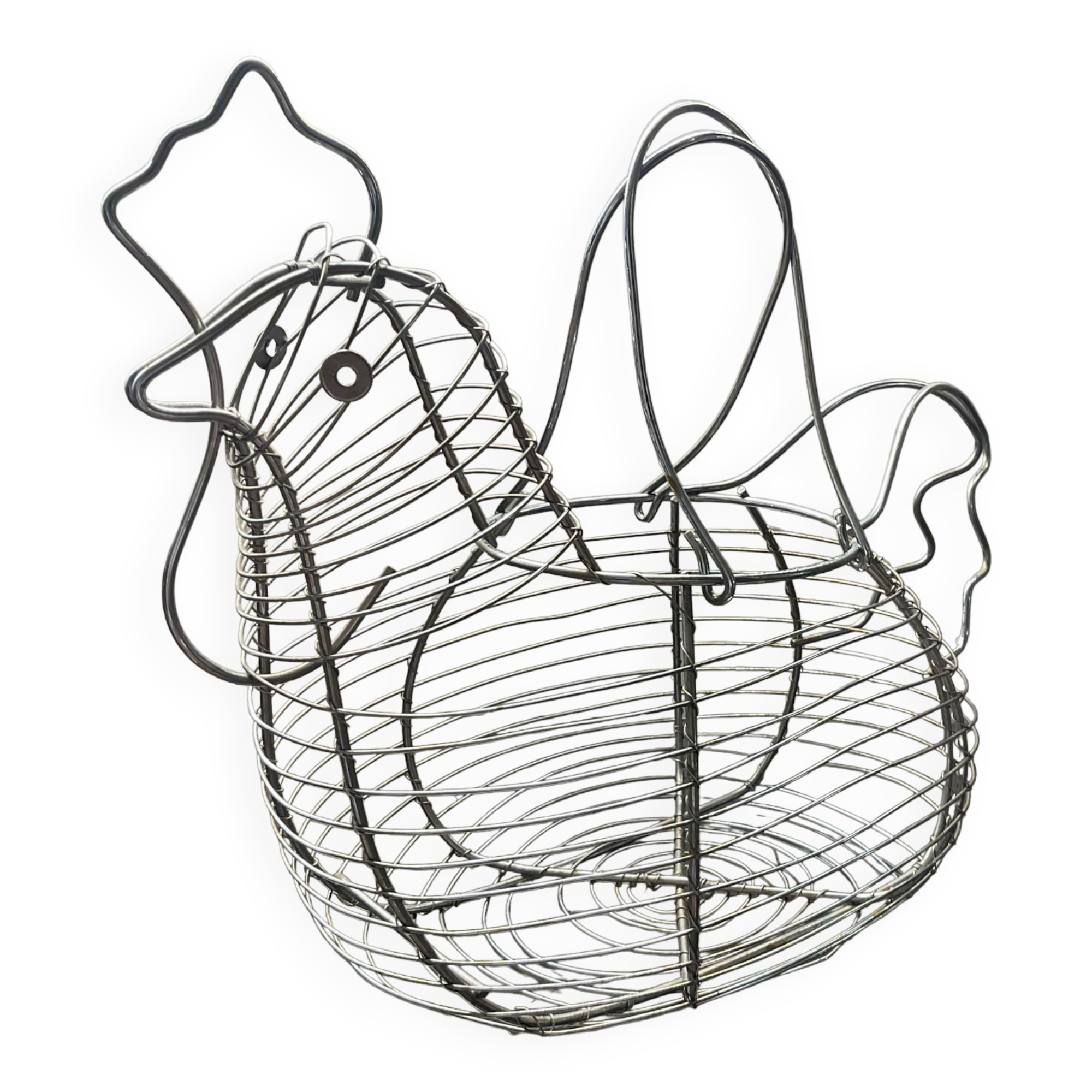 Vintage metal hen egg basket