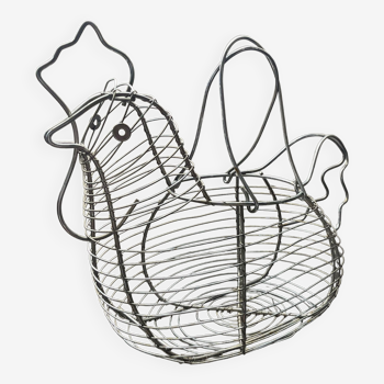 Vintage metal hen egg basket