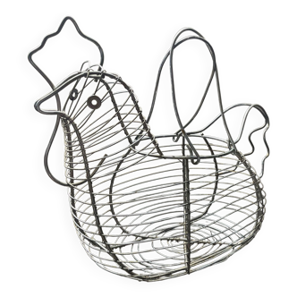 Vintage metal hen egg basket