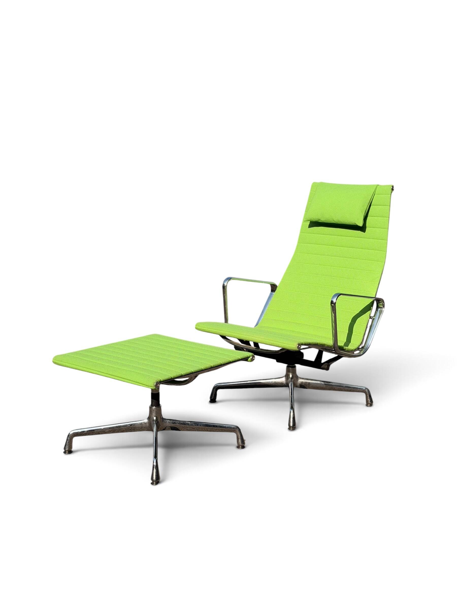 Eames EA 124 Armchair & EA 125 Ottoman for Vitra - Green Fabric