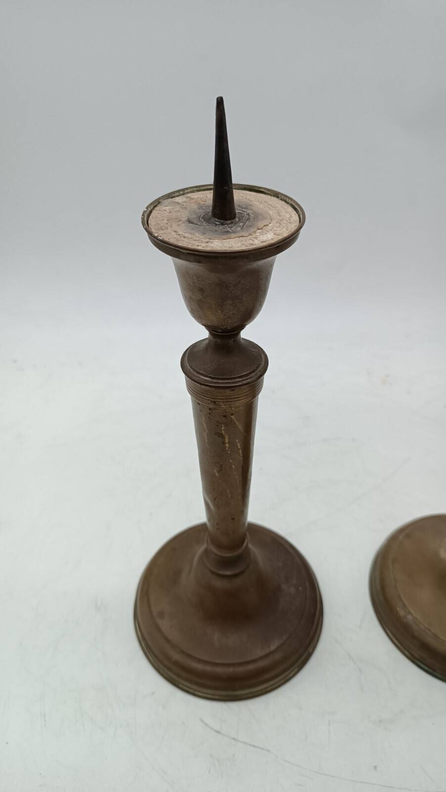 Pair of antique bronze candelabras