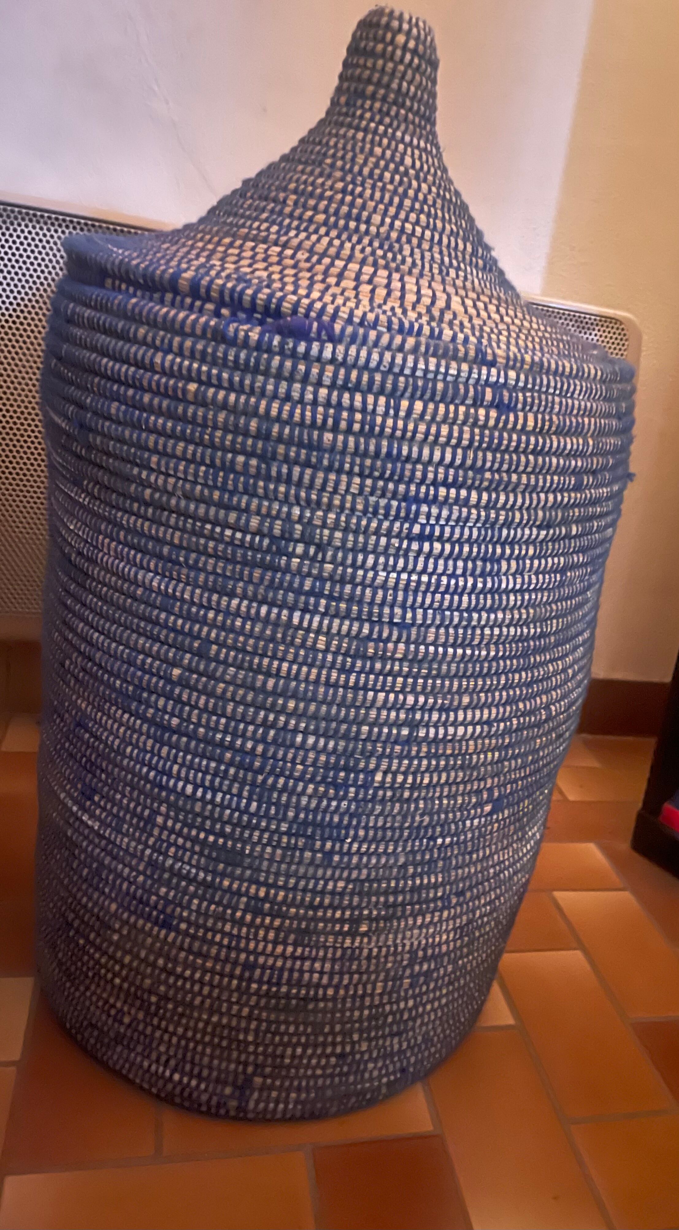 Raffia laundry basket