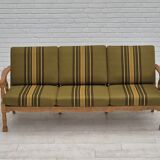 1970s, Danish 3 seater sofa, original condition, furniture wool, solid oak wood.