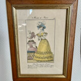 Framed antique paris fashion engraving