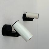 Pair of vintage adjustable wall lights, white metal, France 1970