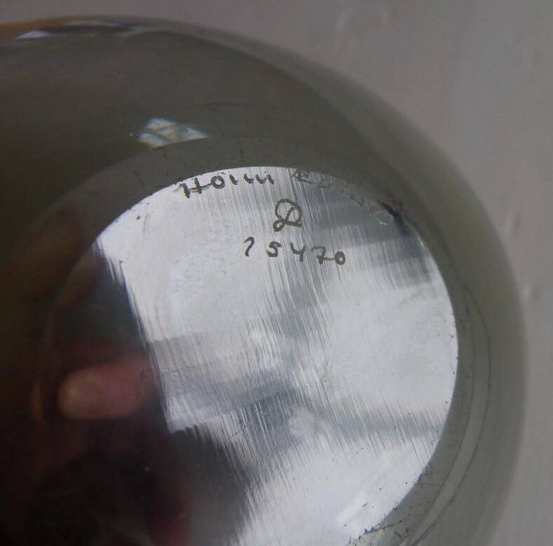 Danish glass vase in grey-black. Signed with the artist's monogram.