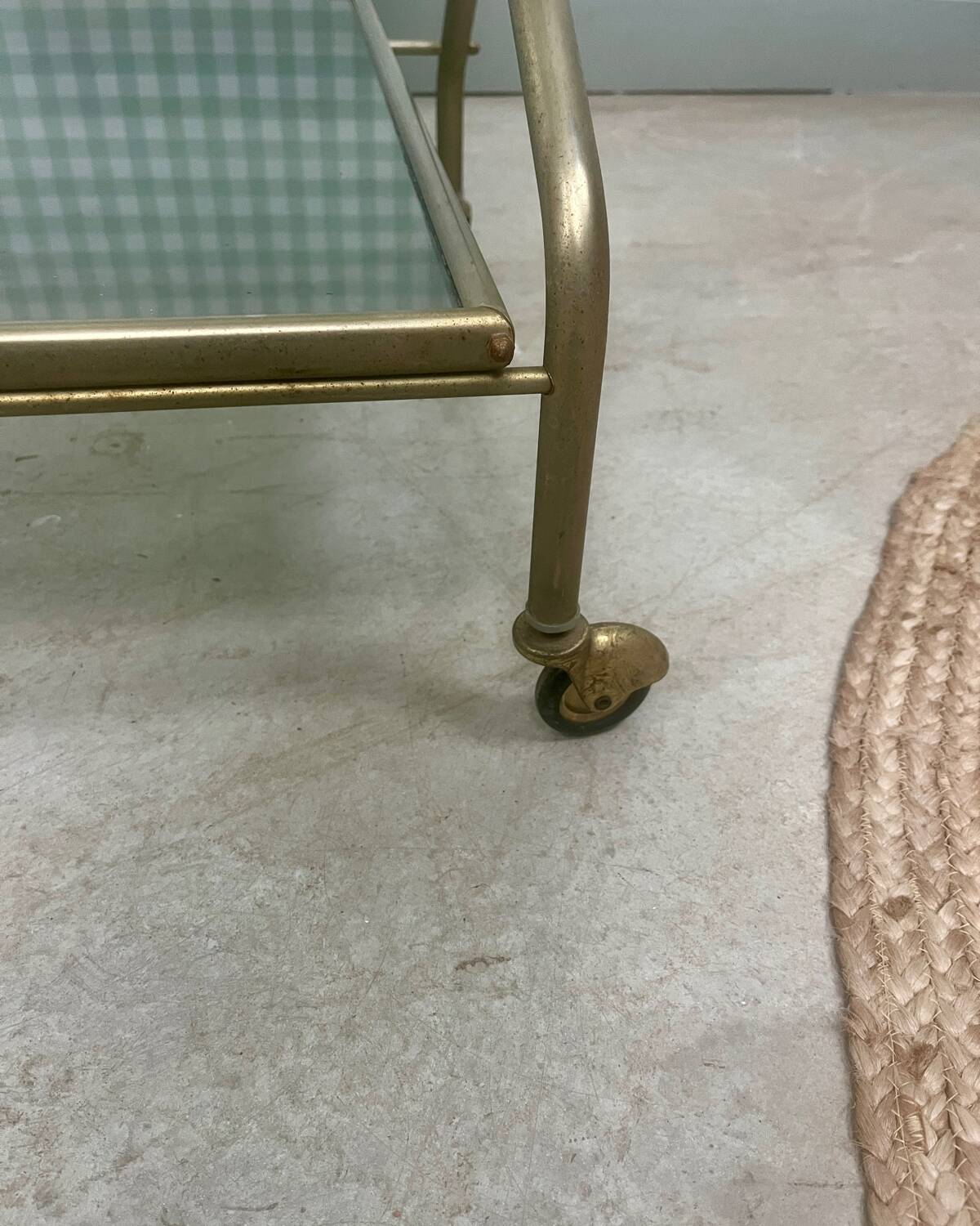 Vintage brass and glass serving trolley