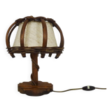 Bedside lamp, table lamp in rattan, bamboo, Louis Sognot style. 1950s