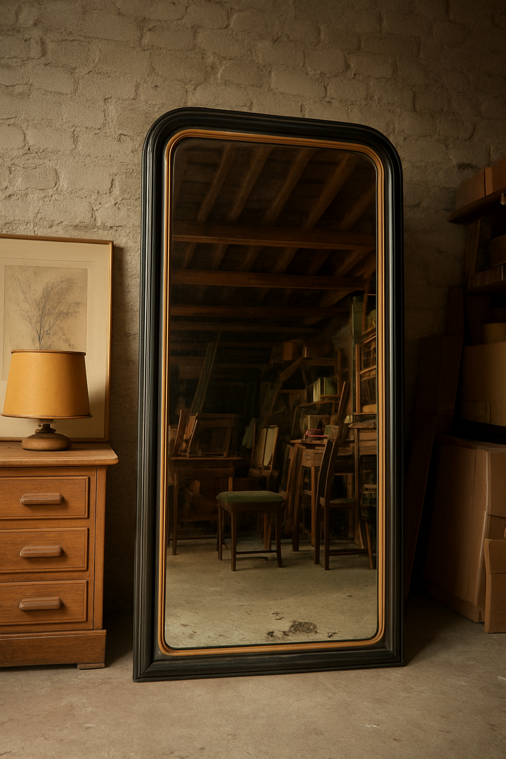 Very large antique shop mirror