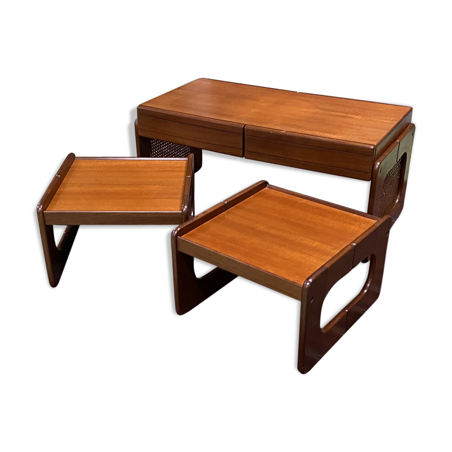Coffee table with 2 tables in teak - 70s
