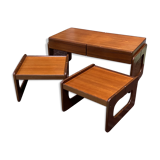 Coffee table with 2 tables in teak - 70s