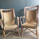 Pair of vintage rattan armchairs