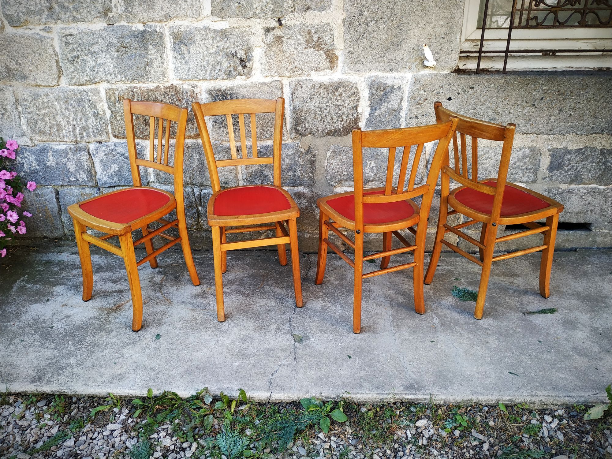 Set of four bistro chairs