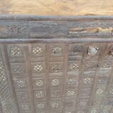 Old Vintage Indian Box on Wooden Wheels Early 20th S