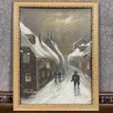 G.Boizot: Tableau école française "La nuit hivernale" daté 1928