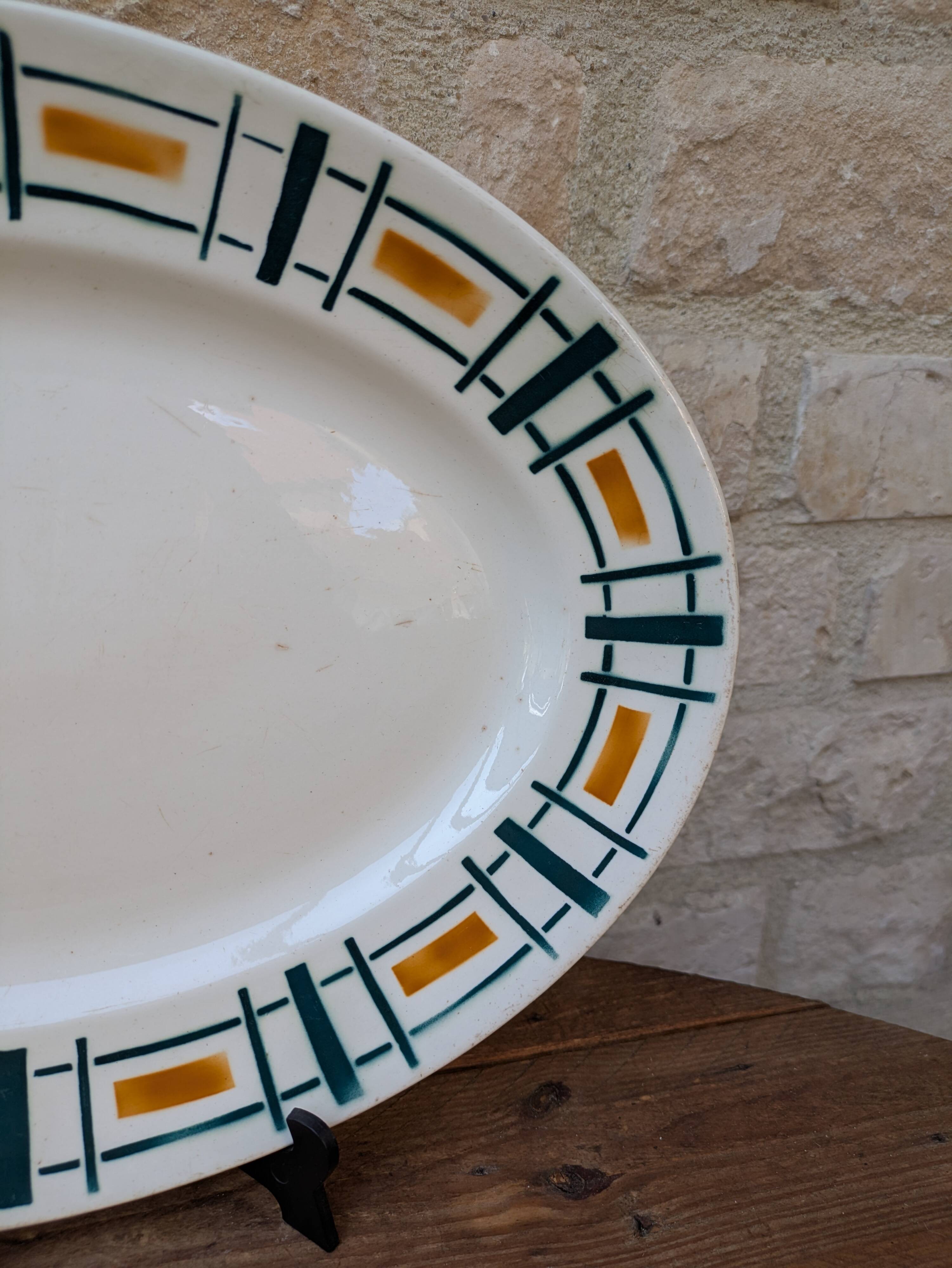 Antique Badonviller Quiberon dish – Art Deco iron earthenware