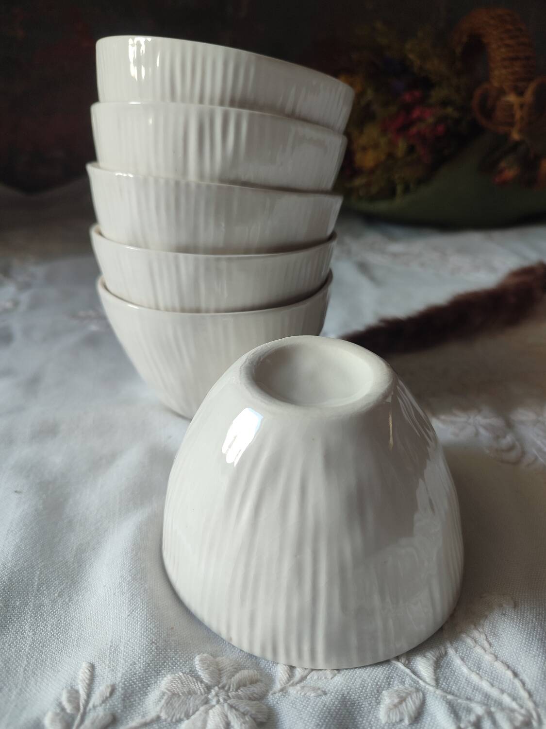 Set of 6 fungus-style glazed ceramic glasses