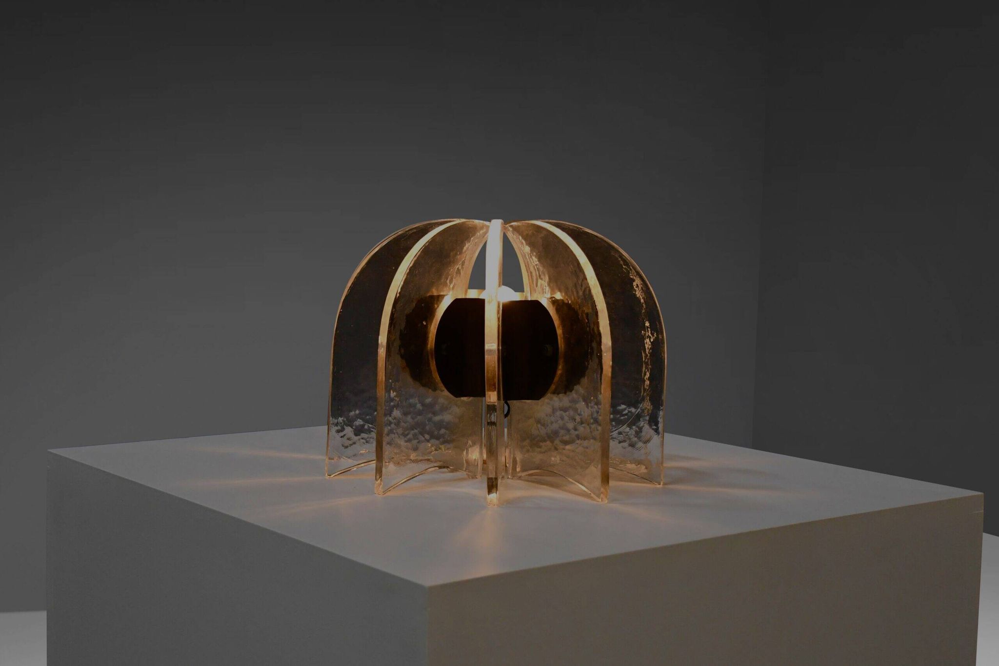 Beautiful Murano glass and brass table lamp, Italy 1950s
