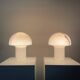 Pair of LIDO mushroom table lamps in brown glass by Peill and Putzler, 1970.