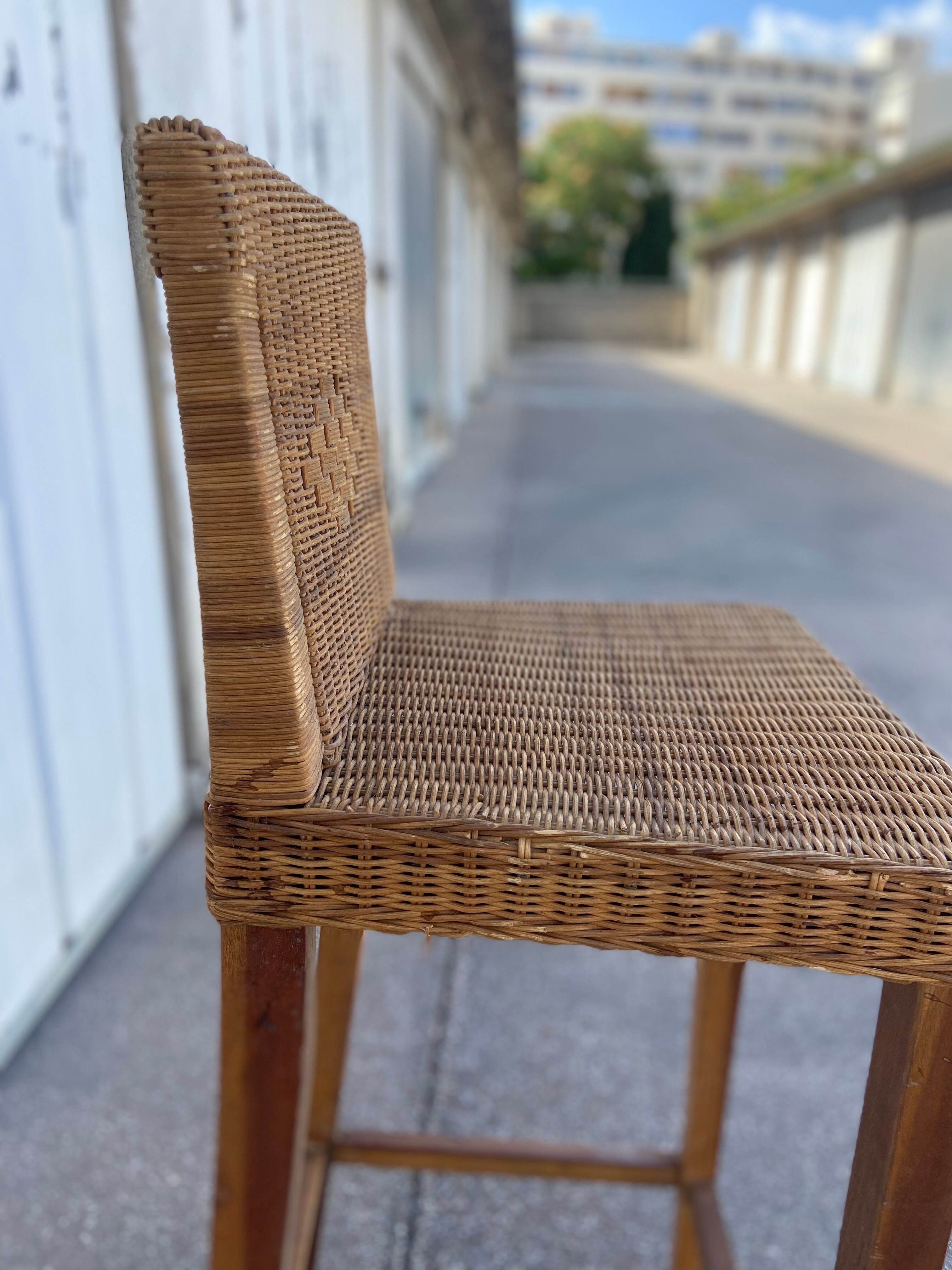 Vintage wicker top stool