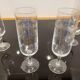 6 engraved crystal champagne flutes (floral) 1920