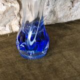 Large vintage blue glass vase