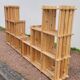 Pair of vintage pine "staircase" bookcase shelves - 1970s