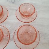 Rosaline cups and saucers by Arcoroc with metal stand