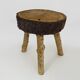 Tripod oak milking stool, Ariège peasant art, France (19th century)