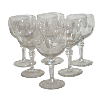 Lot 6 glasses balloons walk engraved vintage