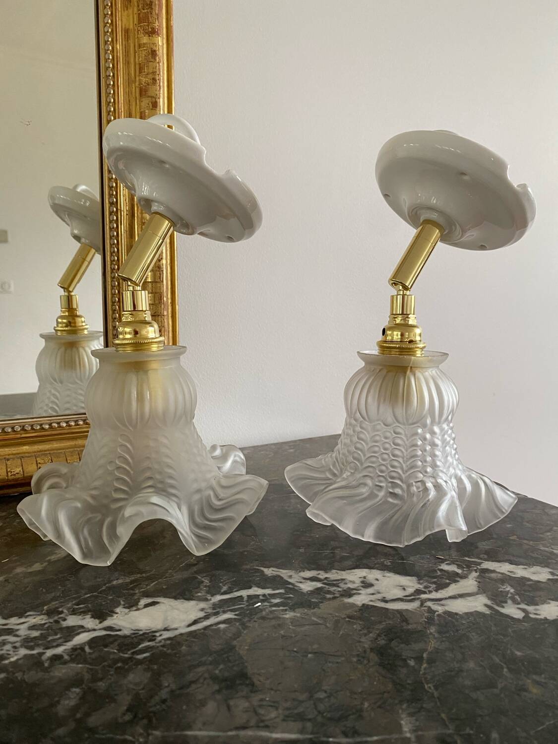 Pair of vintage tulip wall lights