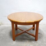Vintage extendable round wooden dining table