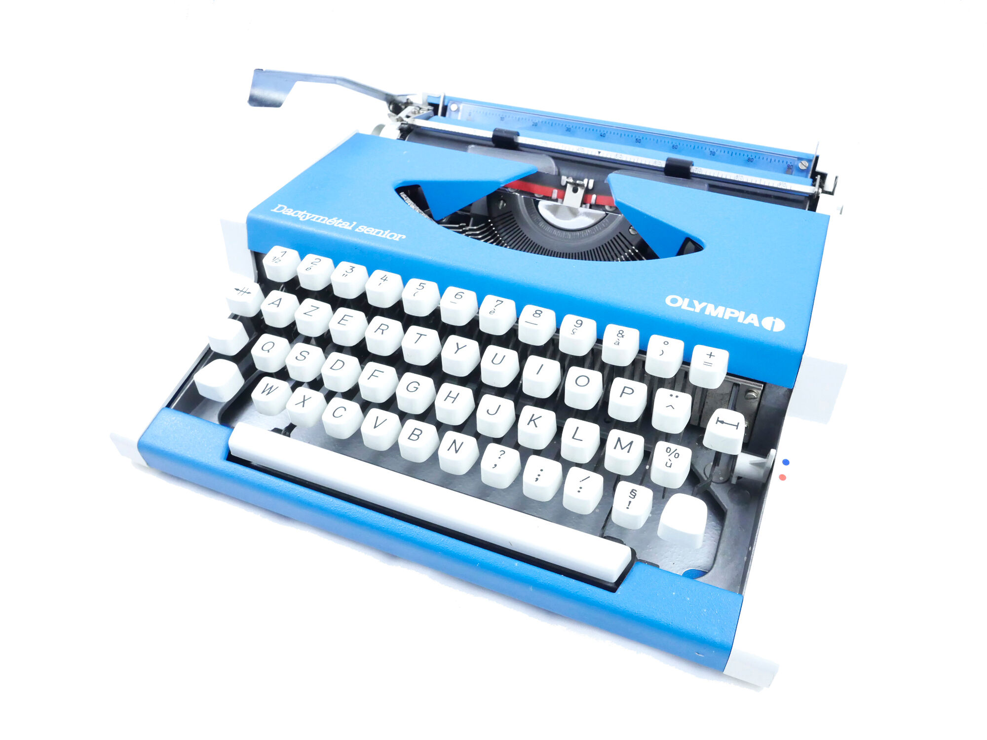 Revised Blue Olympia Dactymetal typewriter