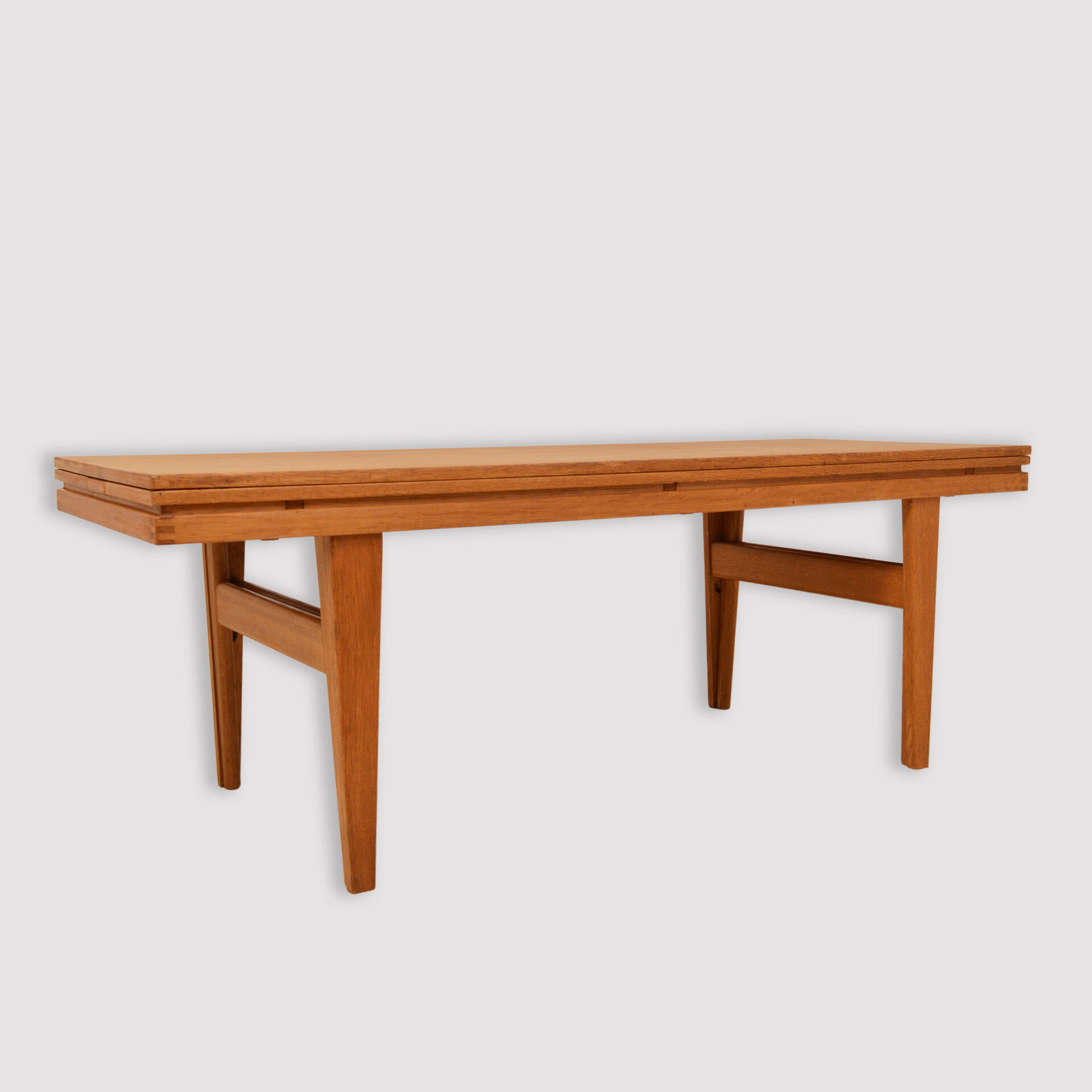 Extendable and adjustable Scandinavian oak coffee/dining table - 1960
