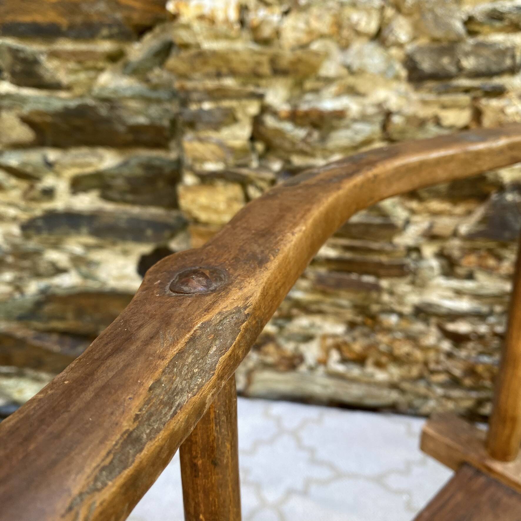 Ancient Baoulé African chairs in carved wood, Wabi-Sabi.
