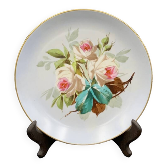 Assiette en porcelaine de Paris Louis-Philippe c. 1840 décor de roses