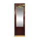 Floor mirror with fluted wood and brass lamp, Buffa/Borsani style.