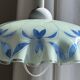 Vintage suspension in white and blue glass with wavy edge D46 H53